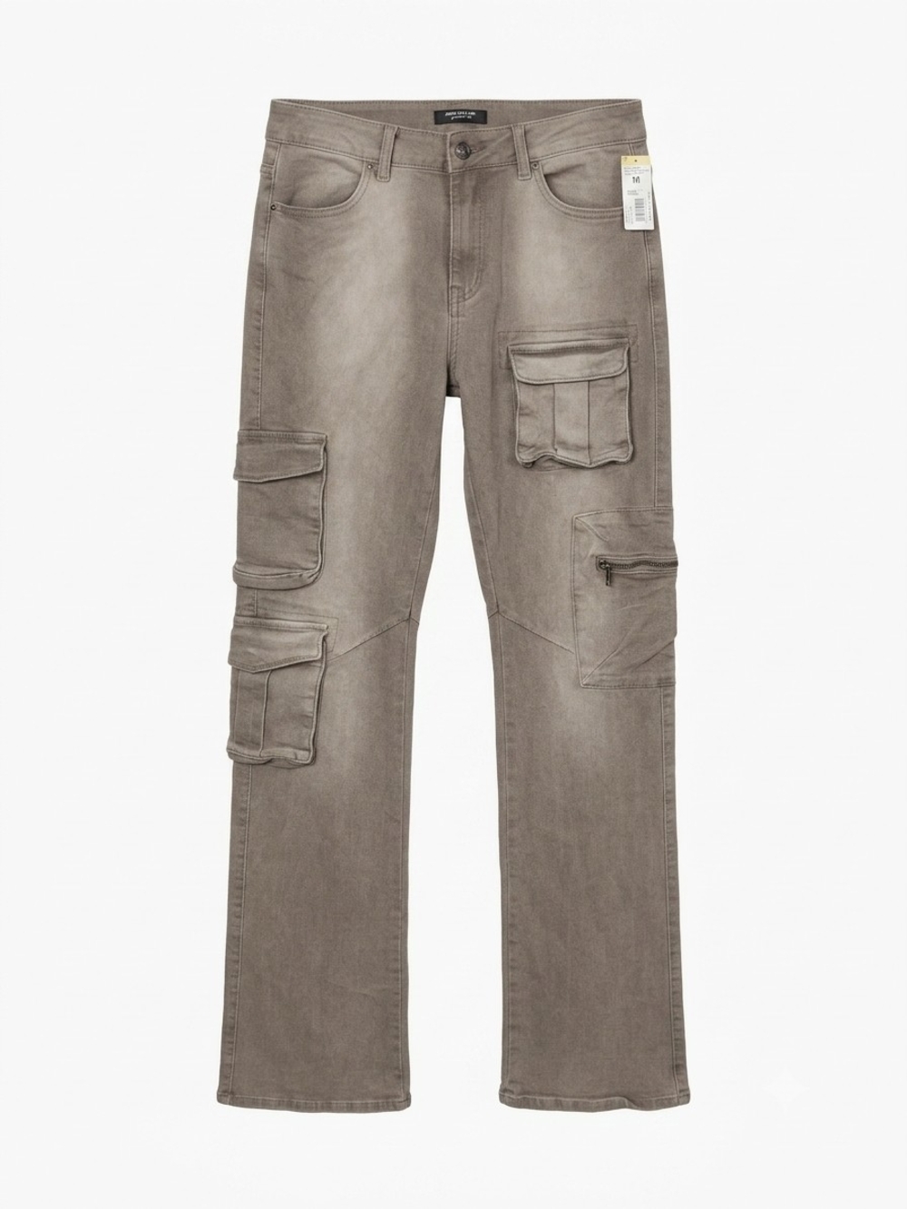 American Bazi Gray Utility Cargo Boot-Cut Pants